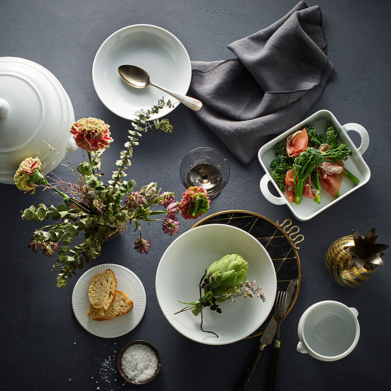 Plissé dyb tallerken Ø20 cm hvid